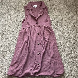Gilli Mauve Button-Front Midi Dress